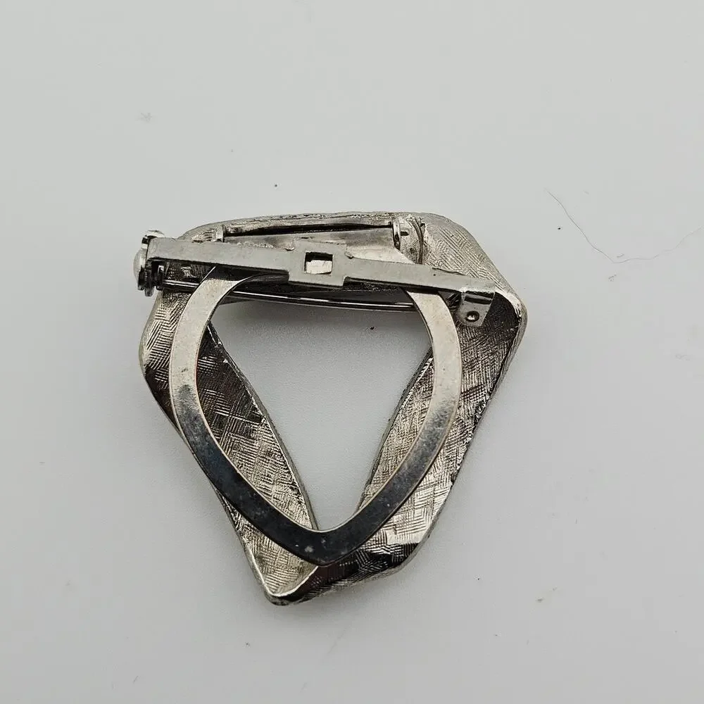 Vintage Lieba USA Silver Tone Folding Metal Brooch Pin Artsy Avant Garde Unique